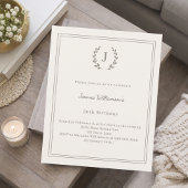 Ivory taupe monogram wreath birthday invitation