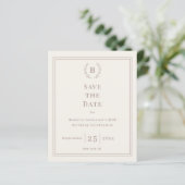 Ivory taupe monogram wreath birthday save the date (スタンド正面)