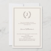 Ivory taupe monogram wreath milestone age-neutral 招待状 (正面)