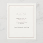 Ivory taupe monogrammed wedding Save the Date チラシ (裏面)