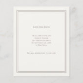 Ivory taupe monogrammed wedding Save the Date チラシ (裏面)
