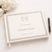 Ivory taupe monogrammed wreath wedding ゲストブック