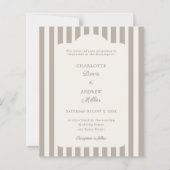 Ivory Taupe Neutral Striped Wedding invitation (正面)
