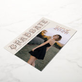 Ivory Taupe Photo Graduation Rose Gold 箔招待状 (回転した状態)