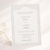 Ivory Taupe Pinstriped elegant classic Wedding  招待状