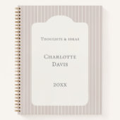Ivory taupe pinstriped elegant modern ノートブック (正面)