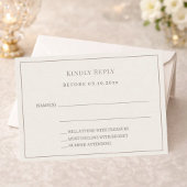 Ivory taupe pinstriped wedding response RSVP ノートカード
