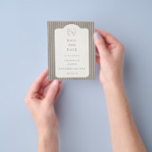 Ivory Taupe Pinstriped Wedding Save the Date チラシ (手)