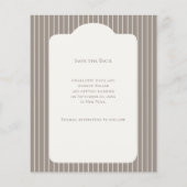 Ivory Taupe Pinstriped Wedding Save the Date チラシ (裏面)