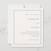 Ivory taupe simple luxury wedding invitation (正面)
