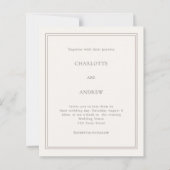 Ivory taupe simple luxury wedding invitation (正面)