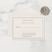 Ivory taupe wedding response RSVP ノートカード (正面/裏面インサイチュ)