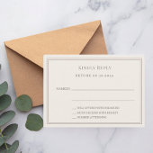 Ivory taupe wedding response RSVP ノートカード