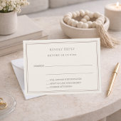 Ivory taupe wedding response RSVP ノートカード