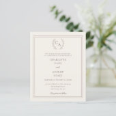 Ivory taupe wreath monogram wedding invitation (スタンド正面)