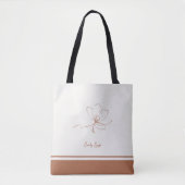 Ivory Terracotta Floral Line Art Minimalist Zen トートバッグ (正面)