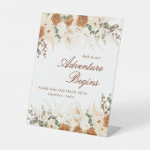 Ivory Terracotta Floral “Our Adventure Begins”  台座サイン (正面)