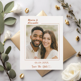 Ivory terracotta photo wedding Save the Date チラシ