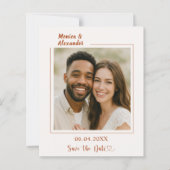Ivory terracotta photo wedding Save the Date card (正面)