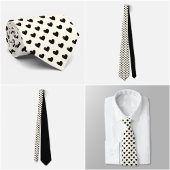 Ivory Tie with Small Black Heart Pattern ネクタイ