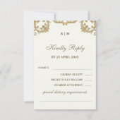 Ivory Victorian Christian Wedding RSVP Card (正面)