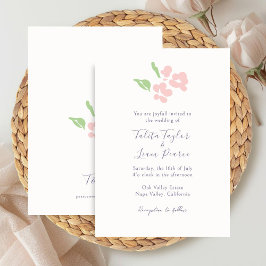 Ivory | Watercolor Blush Floral Script Wedding  招待状