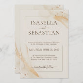 Ivory Watercolor Elegant Wedding 招待状 (正面/裏面)