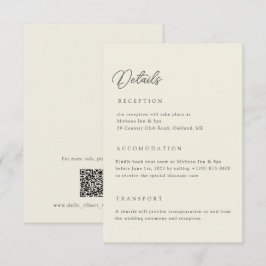 Ivory Wedding Details Qr Code Enclosure Card 招待状
