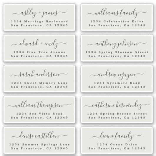 Ivory Wedding Guest Address Labels シール (正面)