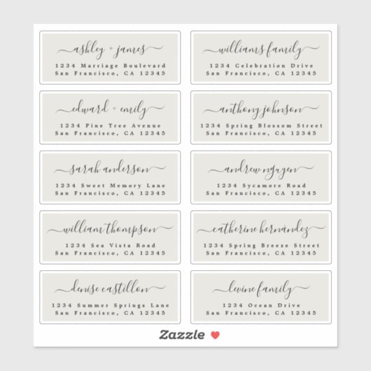 Ivory Wedding Guest Address Labels シール (シート)