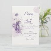 Ivory Wedding Invitation | Mauve Floral Design 招待状 (スタンド正面)