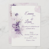 Ivory Wedding Invitation | Mauve Floral Design 招待状 (正面/裏面)
