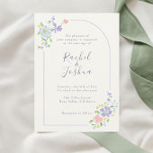 Ivory | Whimsical Floral Arch Script Wedding 招待状