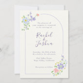 Ivory | Whimsical Floral Arch Script Wedding 招待状 (正面)