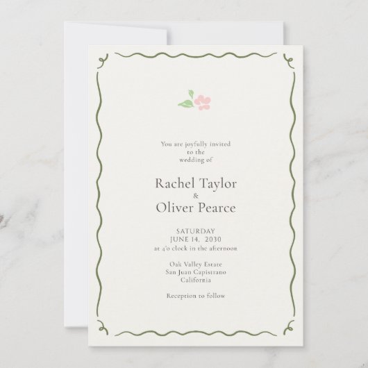 Ivory | Whimsical Floral Wedding Invitation 招待状 (正面)