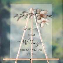 Ivory White 3D  Magnolia Flowers Wedding Welcome