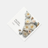 Ivory White 3D Roses Wedding スタンダードカクテルナプキン (角)