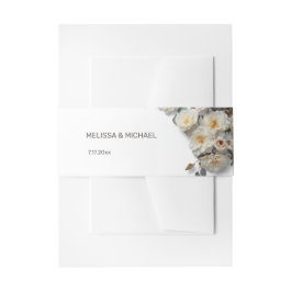 Ivory White 3D Roses Wedding 招待状ベリーバンド