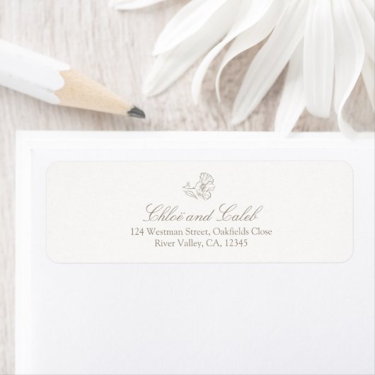 Ivory White | Botanical Return address label ラベル (インサイチュ)