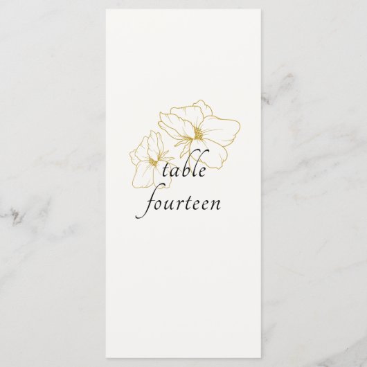 Ivory & White | Chic Faux Gold Floral Wedding  メニュー (裏面)