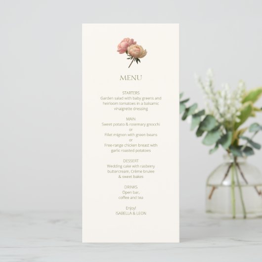 Ivory & White | Chic Floral Rose Wedding  メニュー (スタンド正面)
