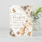 Ivory White Cocktails and Cookies Party Invitation 招待状 (スタンド正面)