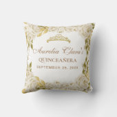 Ivory White Floral Princess Gold Arch Quinceanera クッション (裏面)