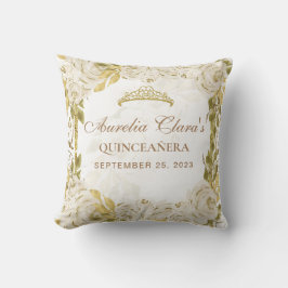 Ivory White Floral Princess Gold Arch Quinceanera クッション