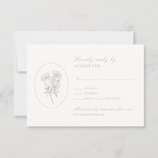 Ivory White | Floral Wedding RSVP Card (正面)