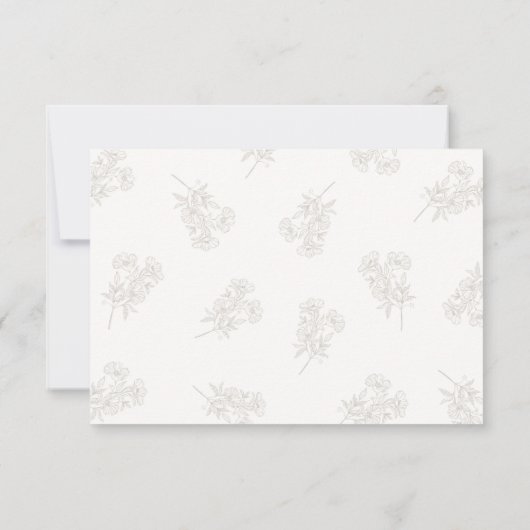 Ivory White | Floral Wedding RSVP Card (裏面)