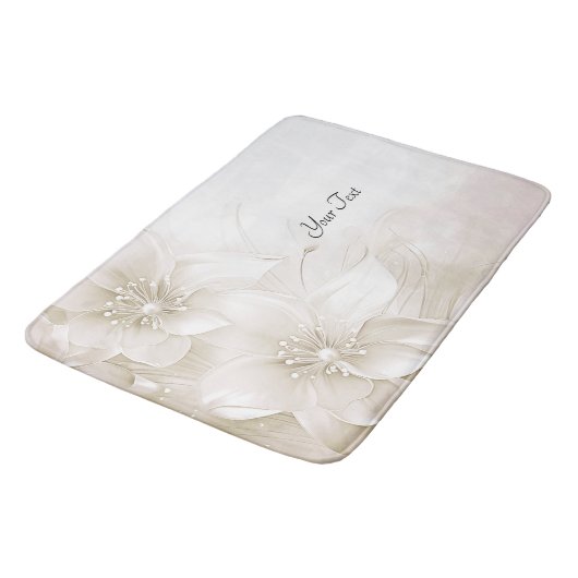 Ivory White Flowers Bath Mat バスマット (アングル)