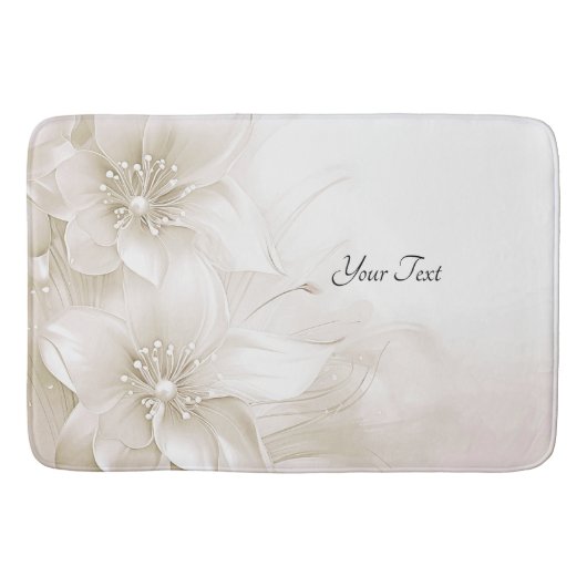Ivory White Flowers Bath Mat バスマット (正面)