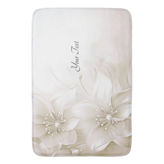 Ivory White Flowers Bath Mat バスマット (正面縦)