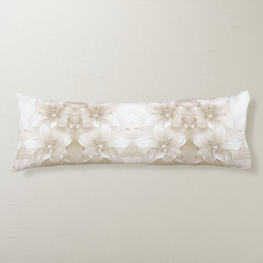 Ivory White Flowers Body Pillow ボディピロー (正面)